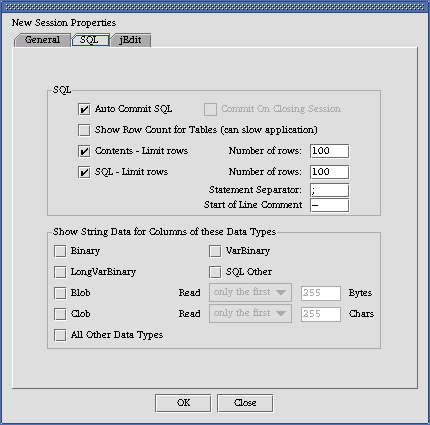 SQL tab